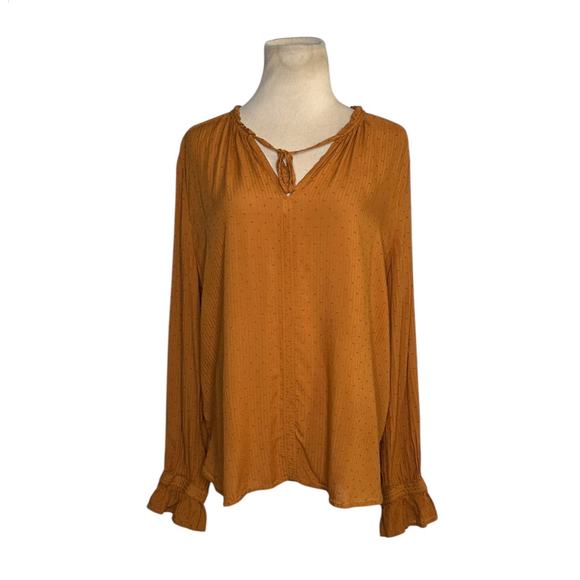 Loft burnt orange long sleeves tunic blouse size large - Picture 10 of 13